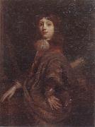 unknow artist Portrait of a young boy three-quarter length,wearing a  red jacket and an ochre mantle oil painting